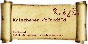 Kriszhaber Árpád névjegykártya